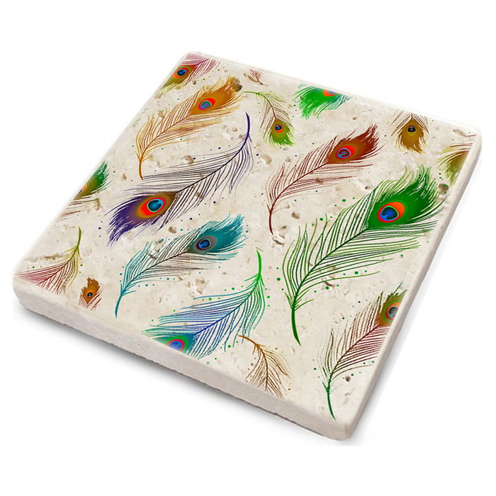 Hermia TBA4475804 Felpudo de Cristal 100% Piedra Natural, Juego de 4 Unidades, 10x10x1 cm